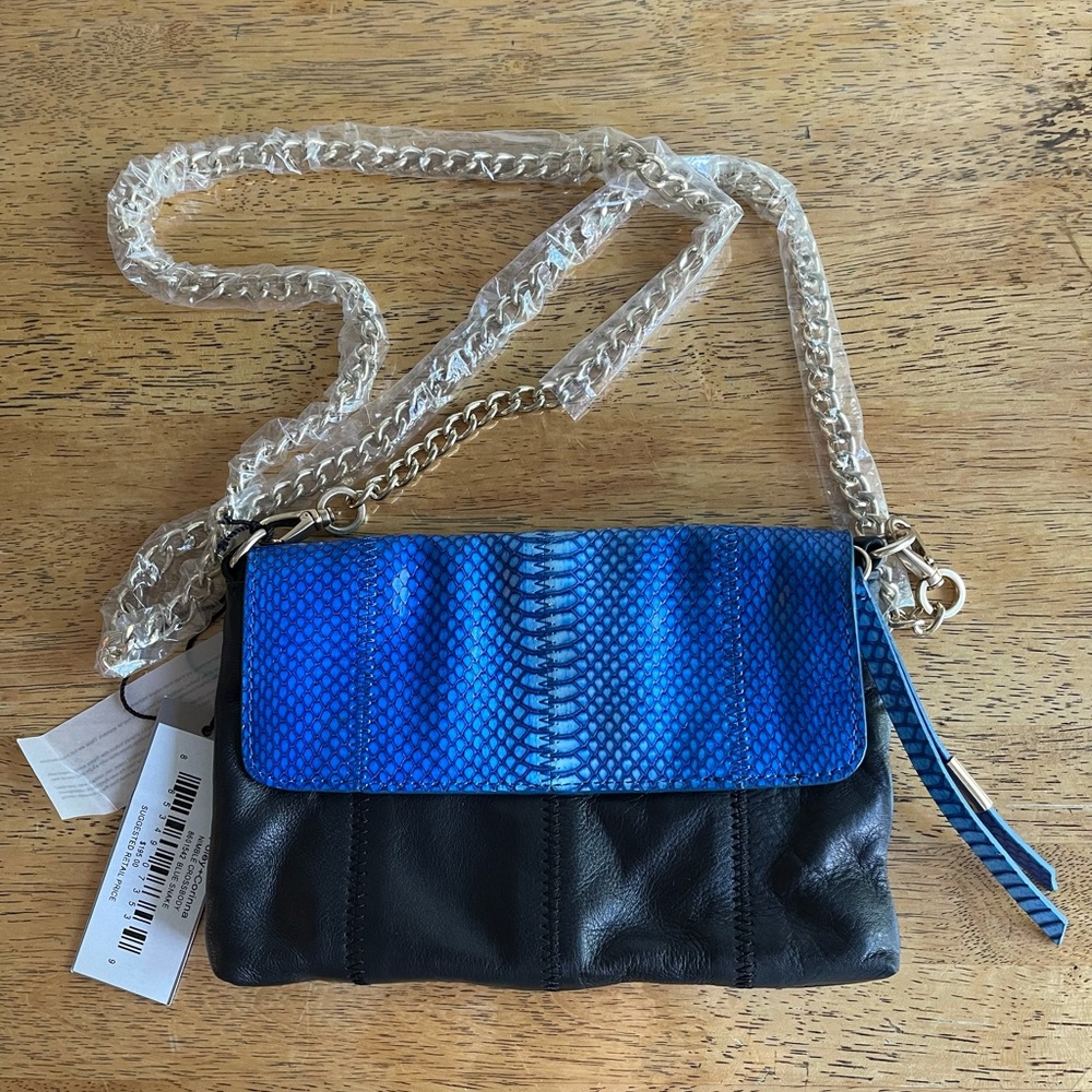 Faley+Corinna blue snake crossbody